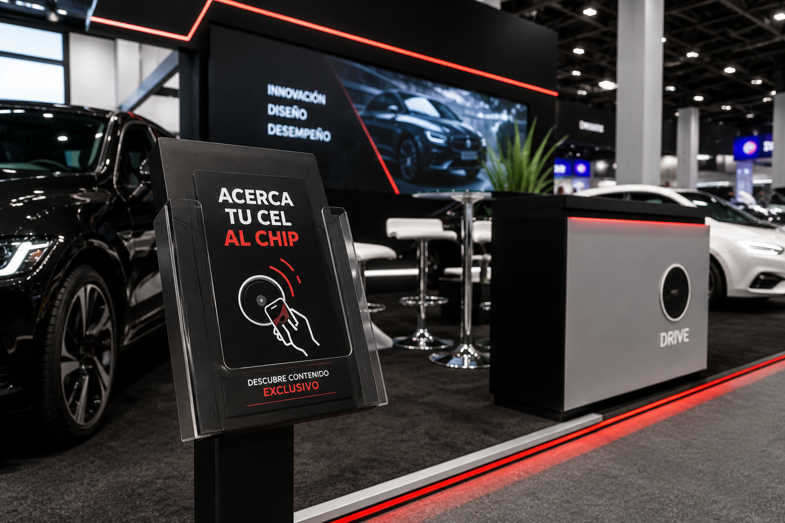 Activación con chip en la feria de autos